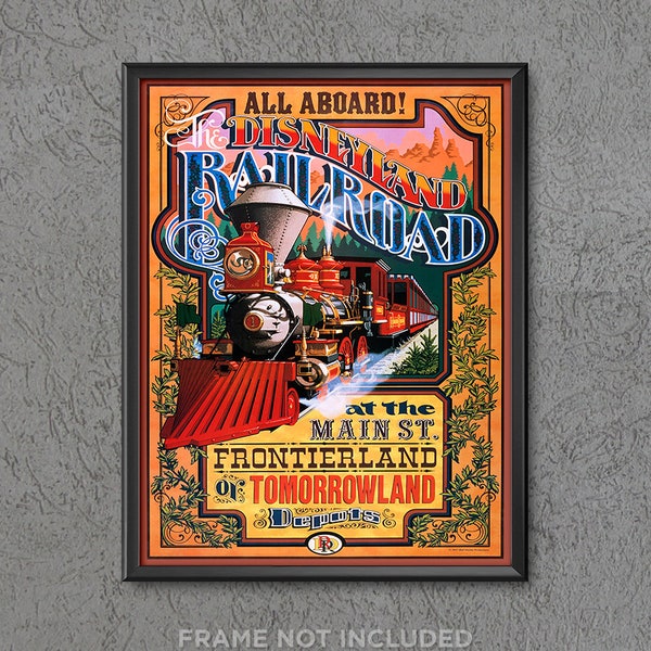 Disneyland Railroad Attraction Poster Sign Print Frontierland Main Street Train Wall Art Decor Holliday Ripley Gurley Marsh Kimball 3541