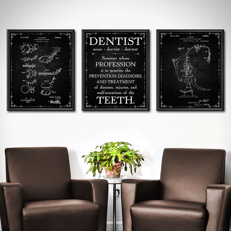 Dentist Office Decor Set of 3 Dentist Wall Art Wall Decor Etsy