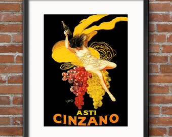 Leonetto Cappiello Print Poster Asti Cinzano ART NOUVEAU Vintage Wine Champagne Home Kitchen Restaurant Bar Grapes Wall Art Decor Gift 609