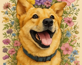 Custom Pet Portrait | Personalized Digital Pet Art Printed at Home | Pet Illustration from Photo | Funny or Whimsical Style