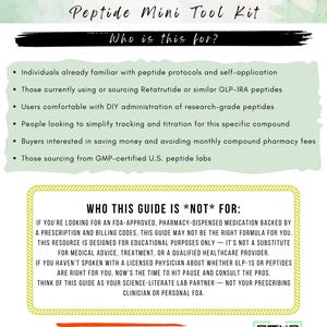 Minikit de herramientas de retatrutida / Rastreador de péptidos GLP-R3 + Lista de suministros / Apoyo a protocolos de investigación / Descarga digital imagen 4