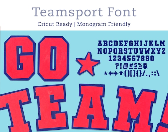 Teamsport Cricut Font Blocky Athletic College Style Etsy