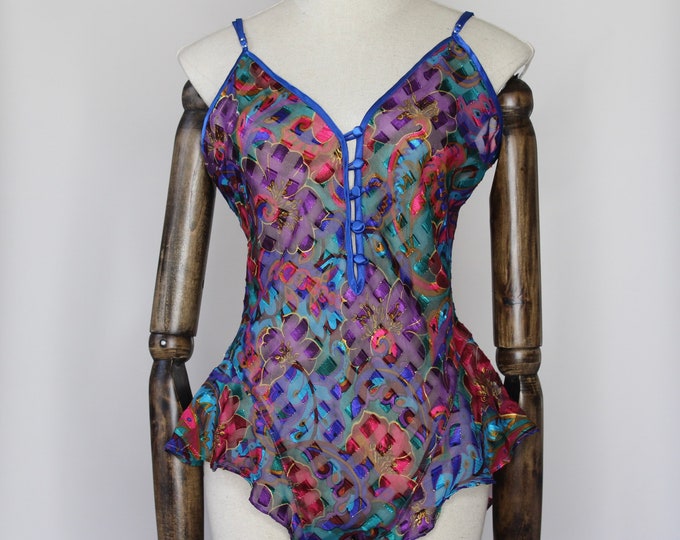 Victoria’s Secret Gold Label Small See-Through Floral Multicolored Teddie
