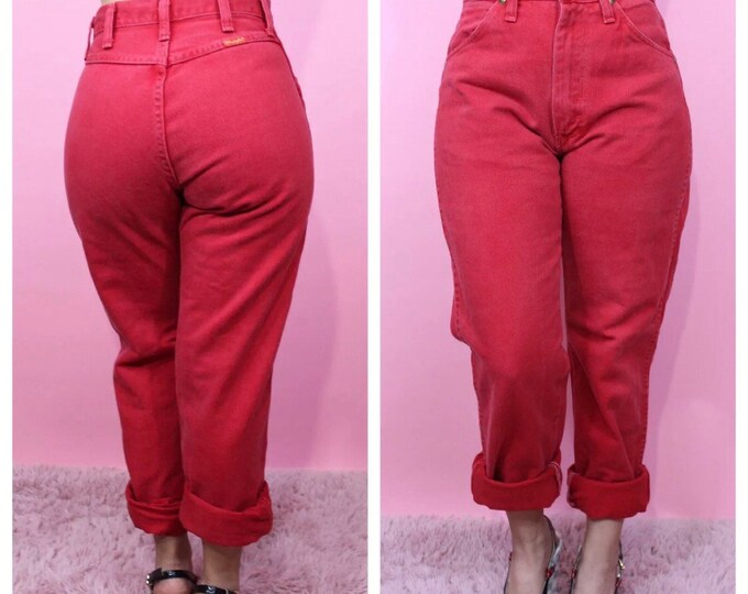 Wrangler 25-26” High Waisted Red Bare Back Jeans