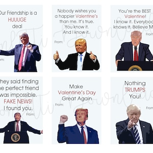 Printable Trump Valentines Day Cards, Classroom Valentines Cards, Printable Cards for Valentines Day,  Instant Download