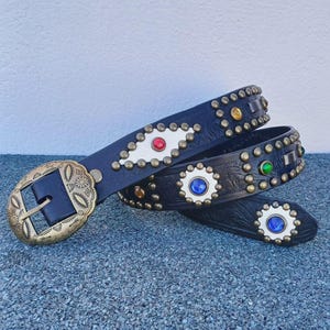 50&#39;s Rockabilly Studded Jeweled Belt