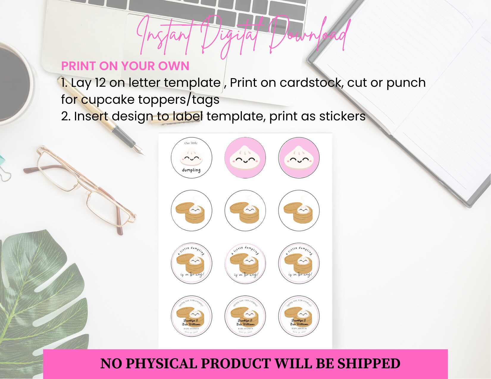 Dumpling Cupcake Topper 2x2 Circle/favor Tag Thank You Sticker Etsy