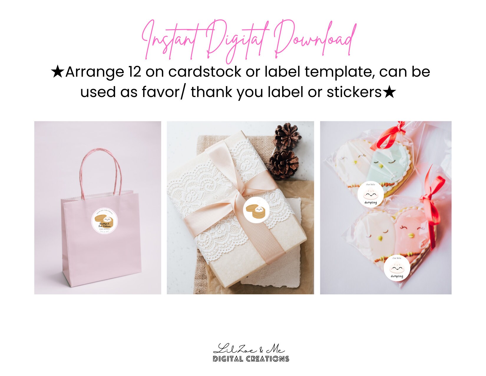 Dumpling Cupcake Topper 2x2 Circle/favor Tag Thank You Sticker Etsy