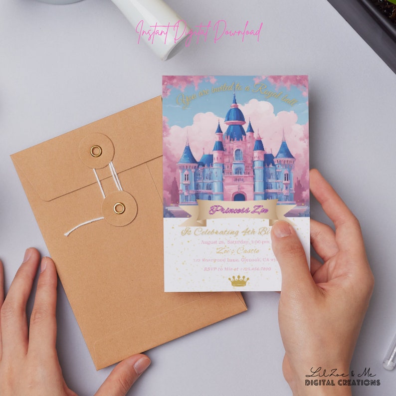 Princess Prince Birthday Invitation/ Magical Kingdom Royal Palace Princess Castle Royal Ball