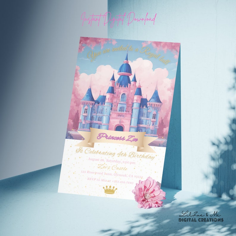Princess Prince Birthday Invitation/ Magical Kingdom Royal Palace Princess Castle Royal Ball