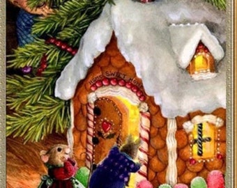 40x30cm gingerbread house and christmas mice diamond painting kit round partial drill fast sh - Gingerbread House Christmas Decoration 40x30cm gingerbread house and christmas mice diamond painting kit round partial drill fast sh - Gingerbread House Christmas Decoration