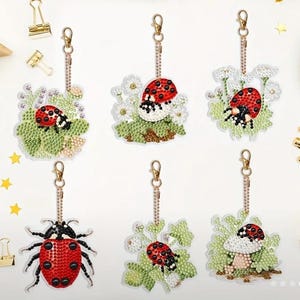 US Seller. Ladybug Diamond Painting Ornaments/Keychains, Thin, Flexible. Fast S&H