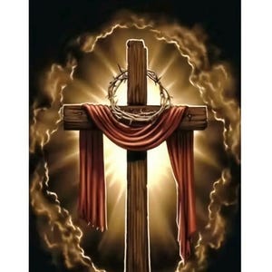 US Shipping, 30x30cm Easter Cross, Jesus  Diamond Painting Art Kit. Round Full Drill.