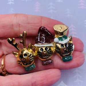 Christmas Cats Brooch, Jewelry, Stylish Accessory, Craft & Mixed Media Supplies, US Shop