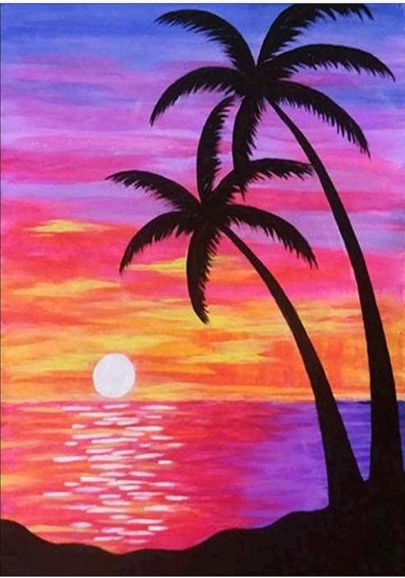 5D Tropical Island Beach Art Diamond Painting By Number Kit for