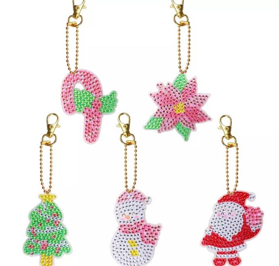US Seller. Set of 5 Pink Christmas Diamond Painting Ornaments 