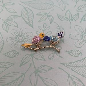2 Little Birds on a Branch Brooch, Jewelry, Stylish Fashion Accessory, Craft Supplies, Mixed Media, US Shop