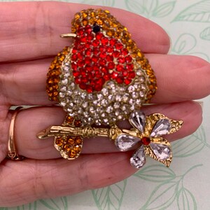 Rhinestone Bird Brooch, Jewelry, Stylish Fashion Accessory, Craft Supplies, Mixed Media, US Shop
