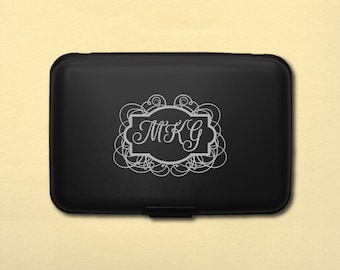 Custom Personalized Laser Engraved Monogram Anodized Aluminum RFID Monogram Card Case/Wallet