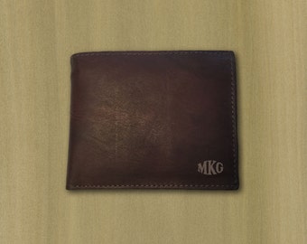 Custom Personalized Laser Engraved Genuine Leather Monogram Wallet
