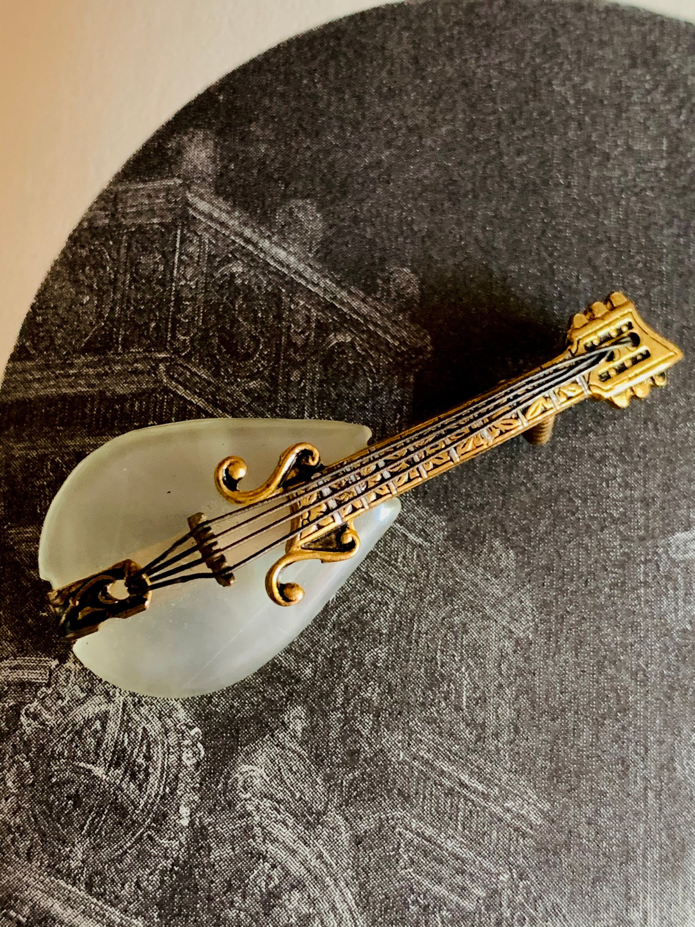 Spanish Mandolin Vintage Gold Souvenir Pin Brooch Etsy