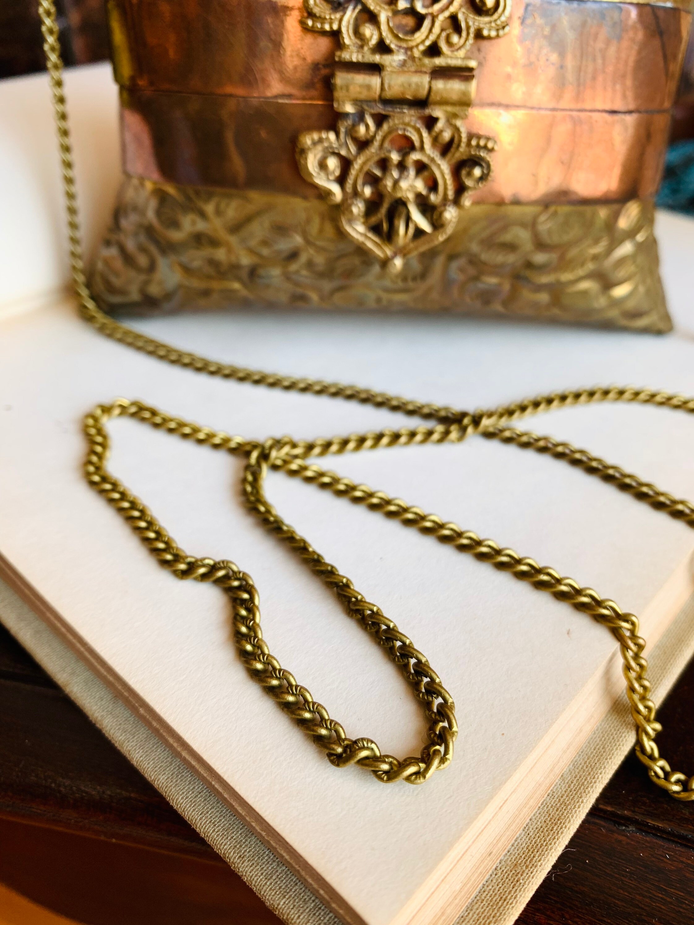 Magical Ornate Brass Metal Vintage Purse Box with Chain and Etsy