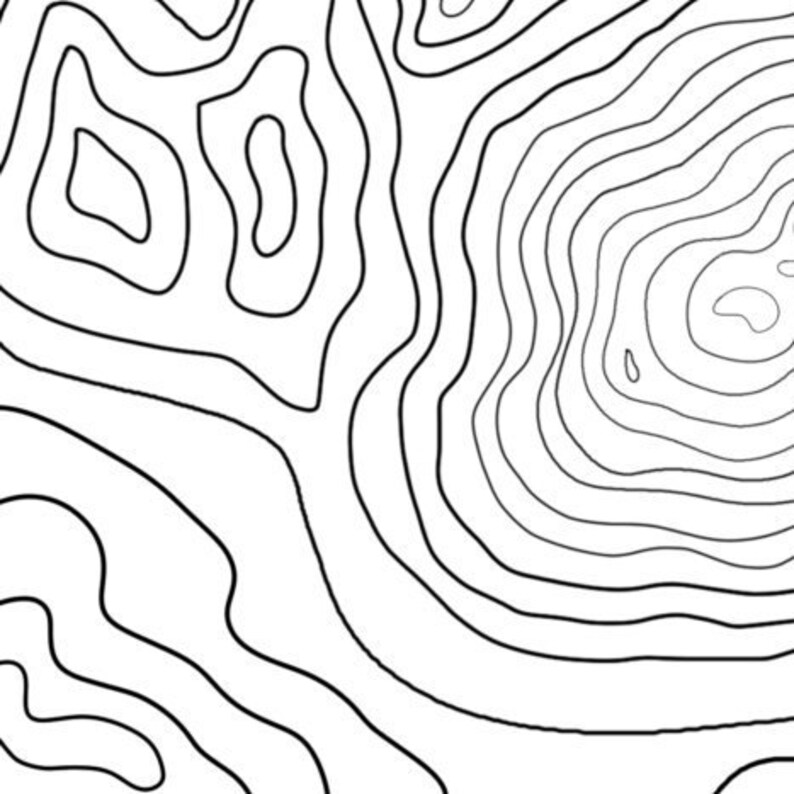 Print En Kleur Topografie Kaart Downloadbare Kleurplaat Etsy