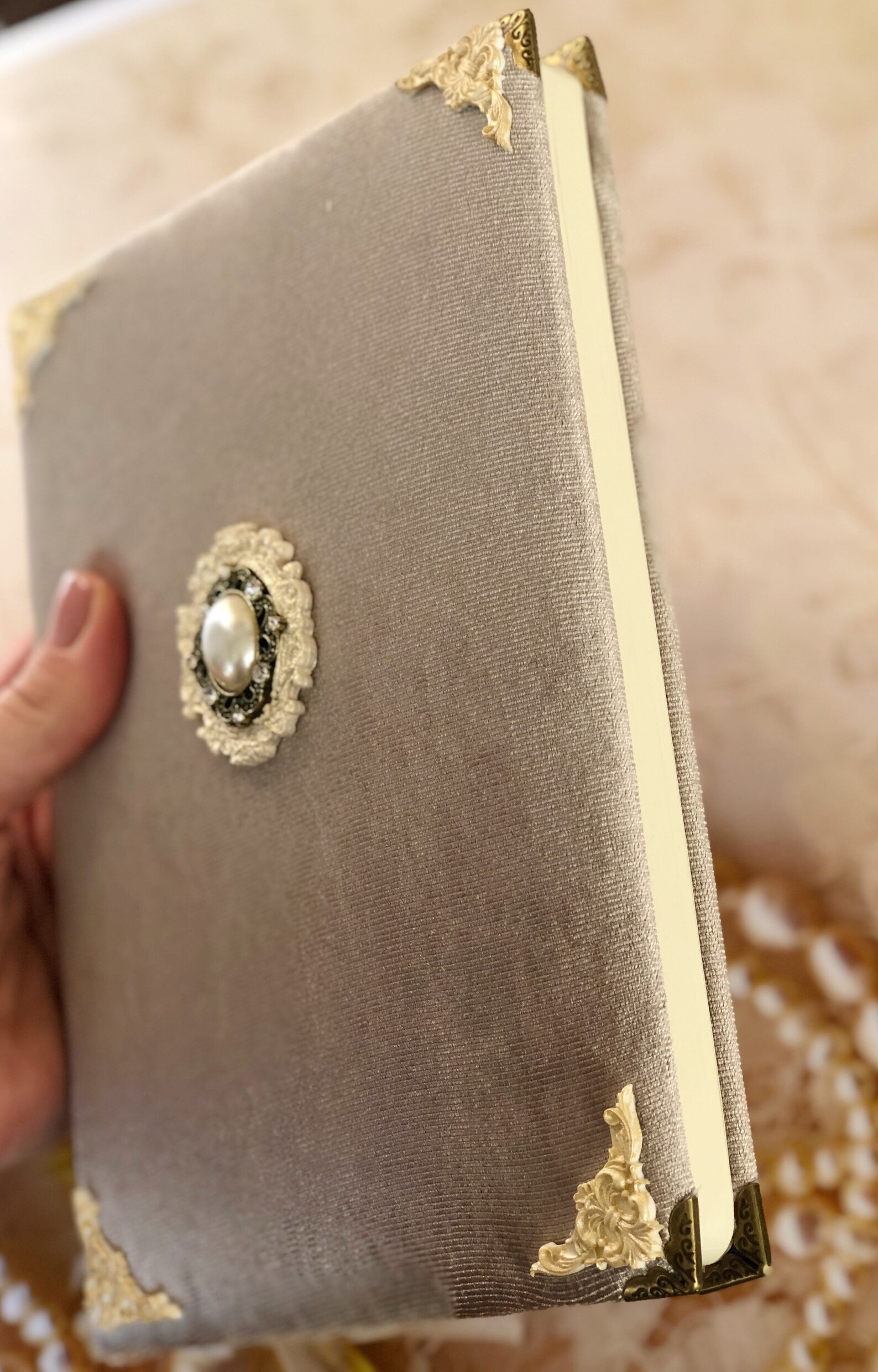 Handmade Notebook Velvet Journal in Vintage Style Notebook as Etsy