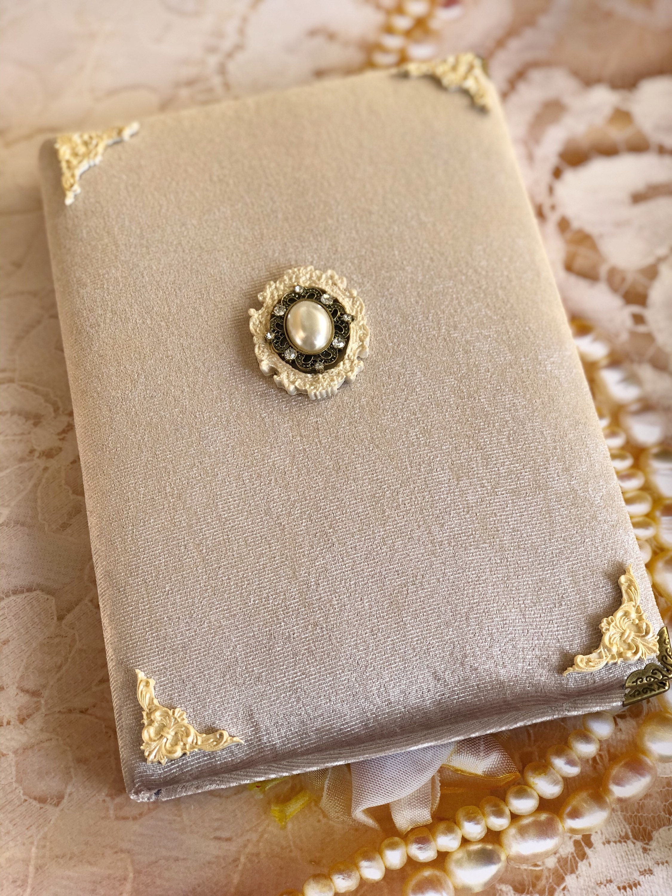 Handmade notebook velvet journal in vintage style notebook as Etsy