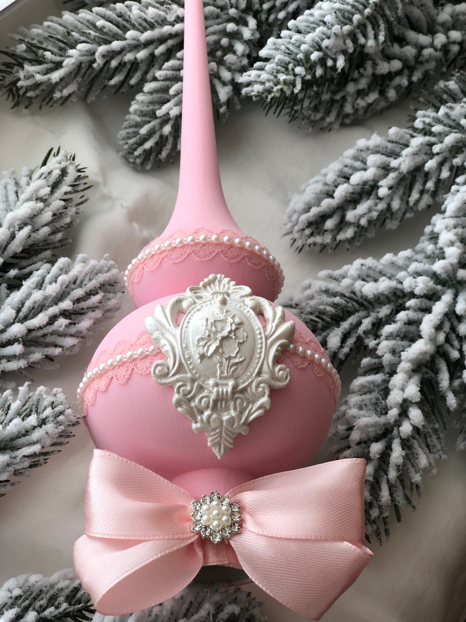 Pink Christmas Tree Topper Ornament for Christmas Tree Blush Pink Tree ...