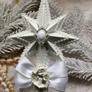 Star Tree topper for Christmas tree silver tree topper Christmas decor vintage style decor image 5