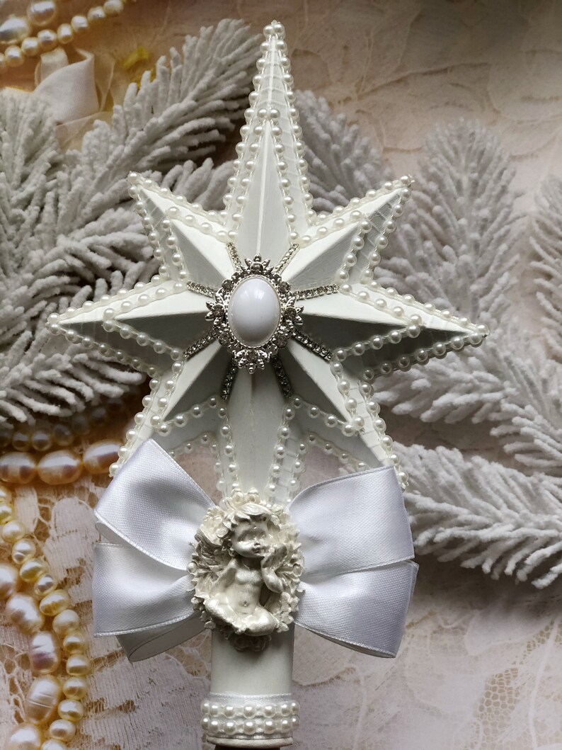 Star Tree topper for Christmas tree silver tree topper Christmas decor vintage style decor image 5