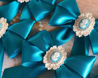 Christmas bows 6pcs set / Christmas bows for tree / Christmas bows for ornaments/ Christmas decorative bows with cabochons
