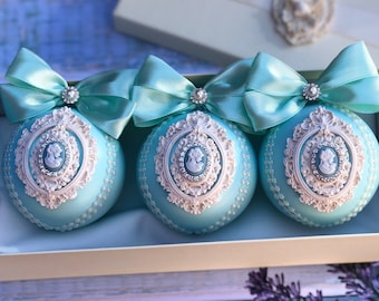 Christmas tree ornaments Blue Vintage Christmas ornaments Xmas tree decorations Christmas tree balls Christmas tree decor Christmas gift