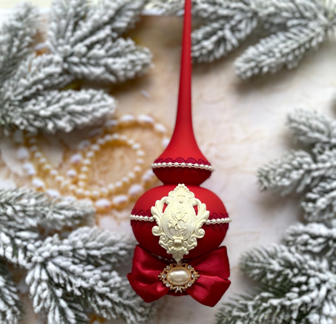 Red Christmas Tree Topper Unique Christmas Topper Ornament in Etsy