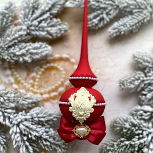 Rote Weihnachtsbaumspitze Einzigartige weihnachtsdeko Ornament im vintage stil Weihnachtsbaum Deko Weihnachtsbaum Dekoration Weihnachtsbaum Dekoration