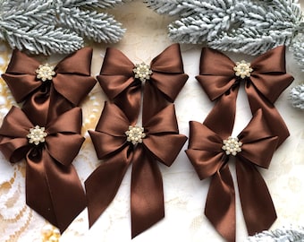 Lot De 20 Nœuds Décoratifs Pour Sapin De Noël - Polyester - 7x7,5 Cm - Multi-couleurs (rayures, Roses, Bleus…) - Pour Décoration Fête, Mariage, Cadeaux