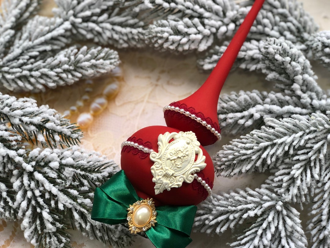 Red Christmas Tree Topper Unique Christmas Topper Ornament in Etsy