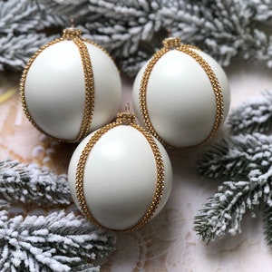 White Christmas ornaments set without bows Christmas balls for grandparents handmade Christmas tree ornaments vintage style Xmas decor 2023