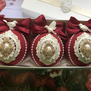 Christmas tree balls Xmas tree decorations Christmas ornaments in vintage style Home decor Christmas gift handmade