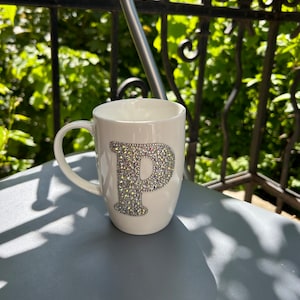 Personalized Rhinestone Initial Cup custom Sparkling monogram cup Custom initial cup with bling gift for mom gift for dad