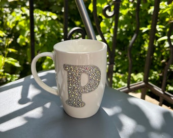 Personalized Rhinestone Initial Cup custom Sparkling monogram cup Custom initial cup with bling gift for mom gift for dad