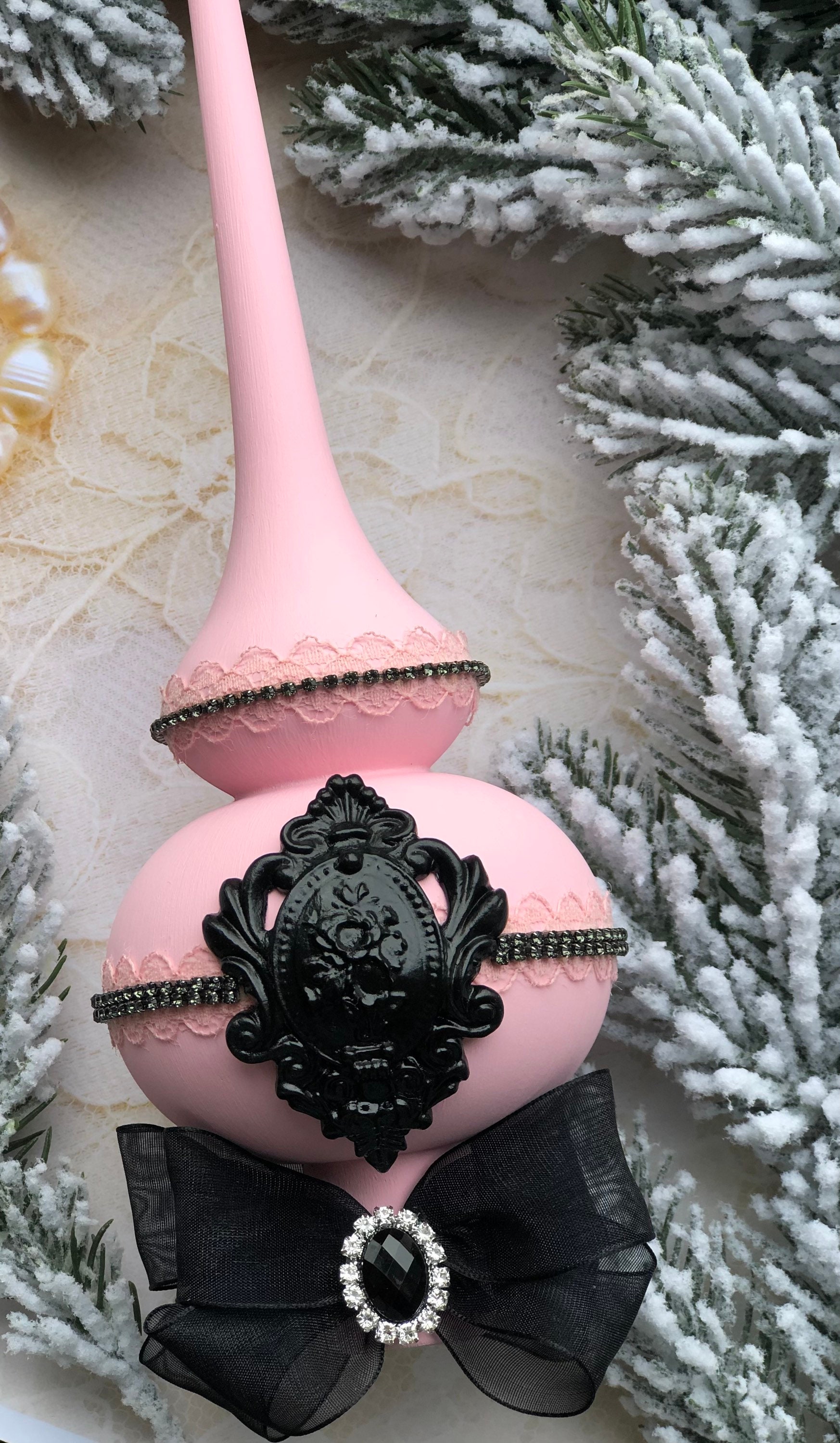 Large Pink Tree Topper Pink Christmas Tree Topper Ornament for Christmas Tree Blush Pink Tree ...