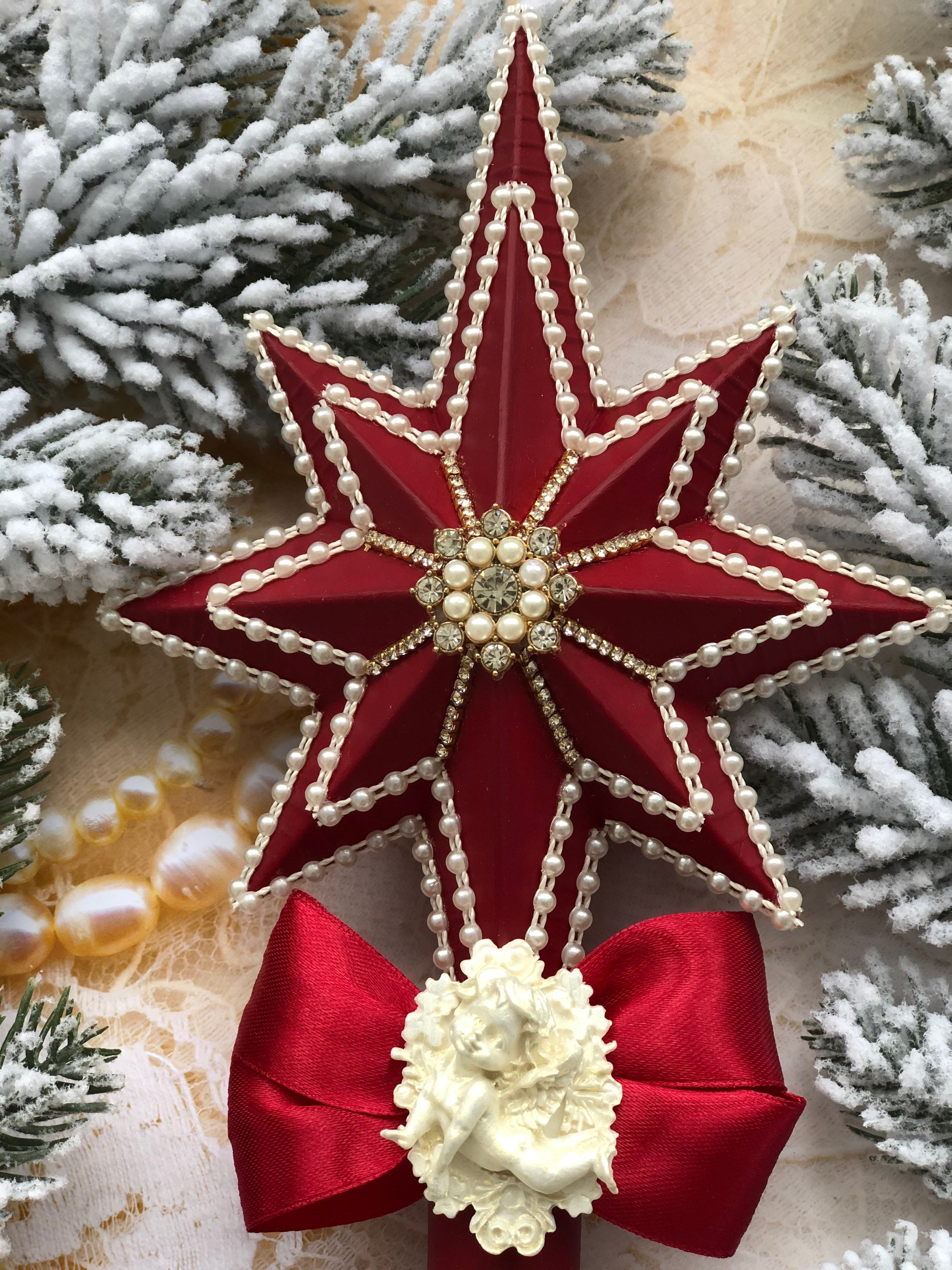 Red Christmas Star Tree Topper for Christmas Tree Burgundy Tree Topper ...
