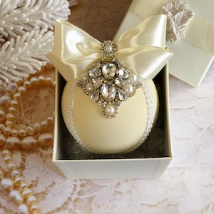 Ivory Christmas rhinestones ornaments 1pcs Christmas balls handmade Luxury Christmas tree balls  Xmas tree decor Christmas gift
