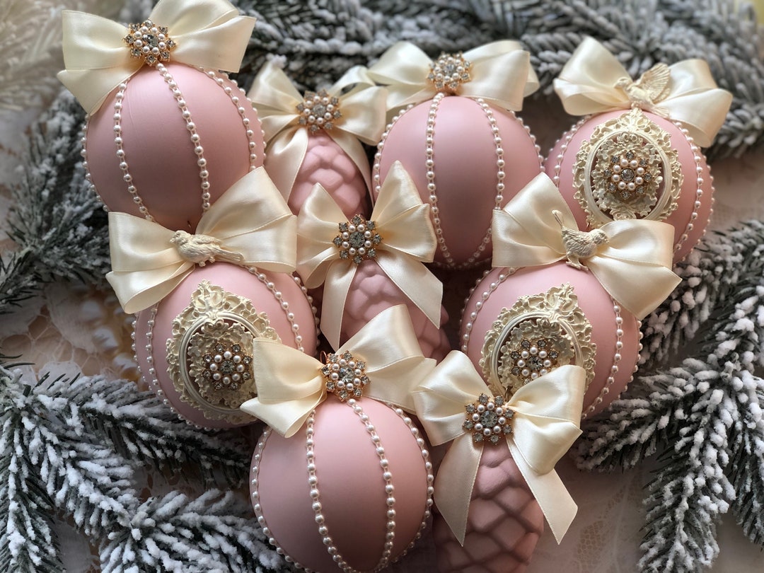 Blush Pink Christmas Ornaments 