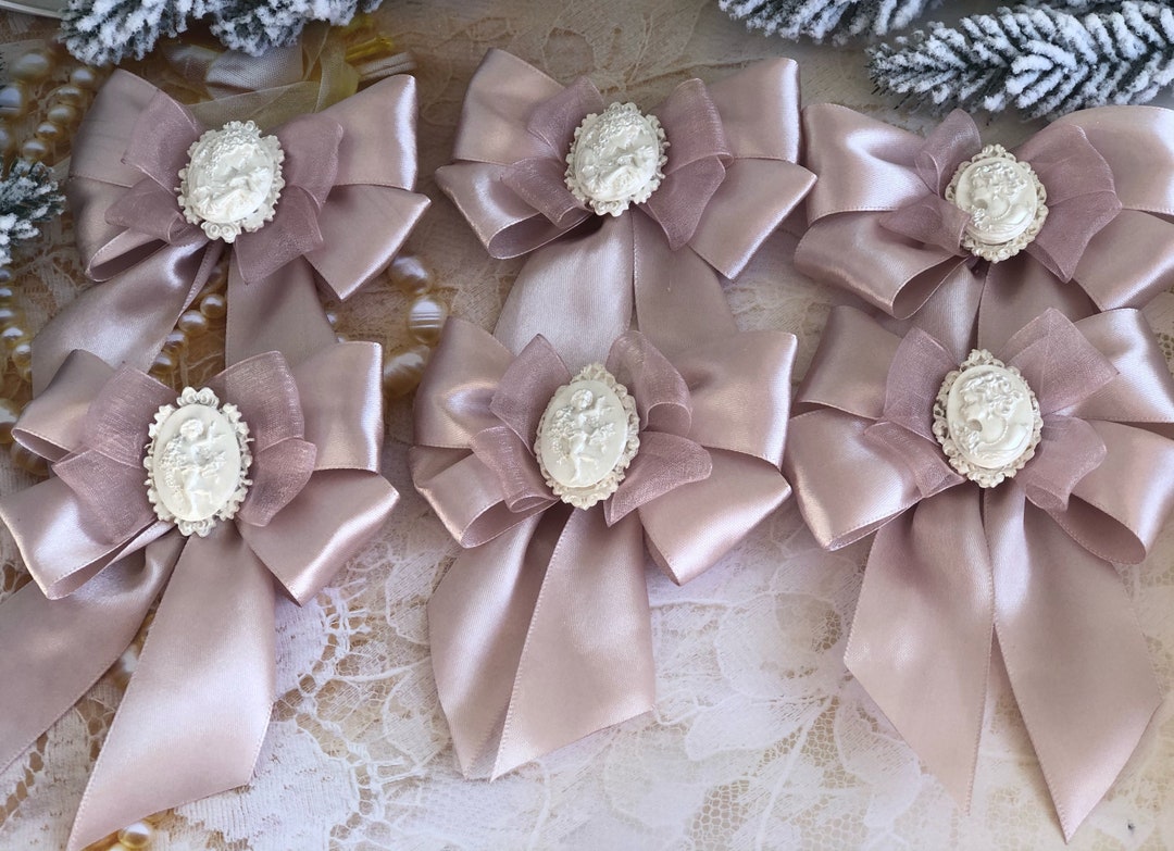 Dusty Pink Christmas Tree Bows 6pcs Set Province Christmas Etsy