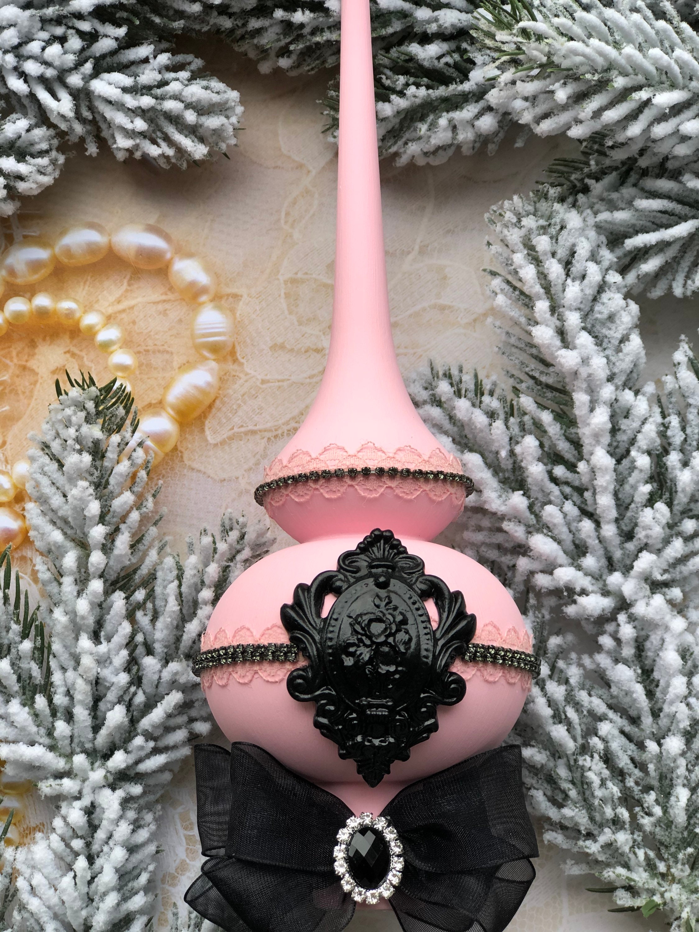 Large Pink Tree Topper Pink Christmas Tree Topper Ornament for Christmas Tree Blush Pink Tree ...