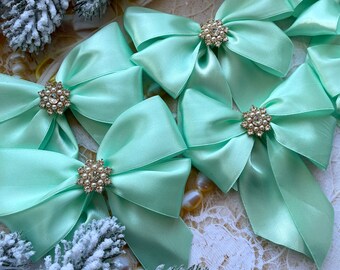 Christmas tree bows set Christmas bows for tree decor Christmas decorative bows with brooches Christmas decor 2023 Xmas tree bows