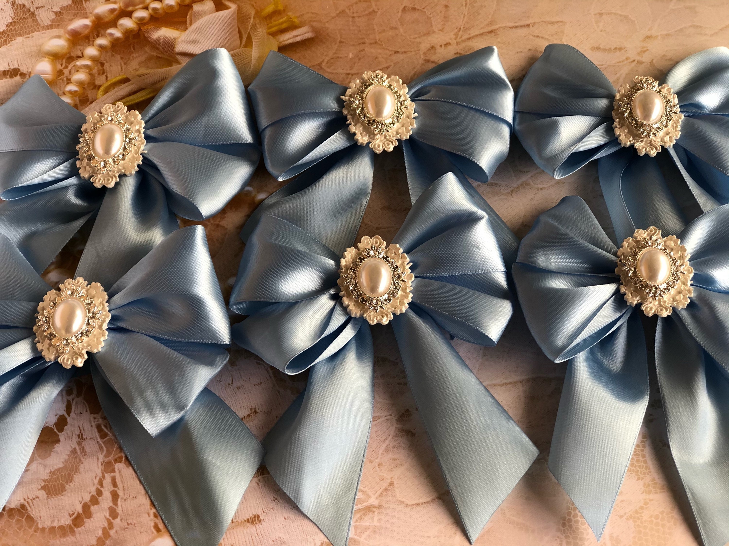 Blue Christmas Bows 6pcs Set / Christmas Bows for Tree / - Etsy UK